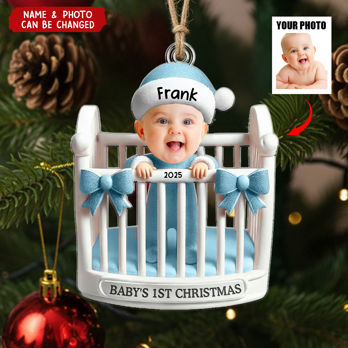 Baby's First Christmas - Personalized Photo Acrylic Ornament