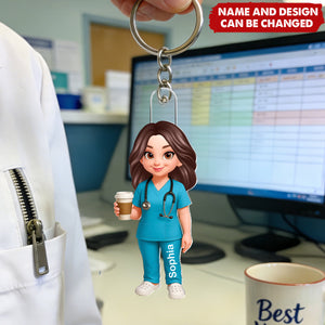 Proud Nurse Mom - Personalized Acrylic Keychain, Gift For Mom, Grandma