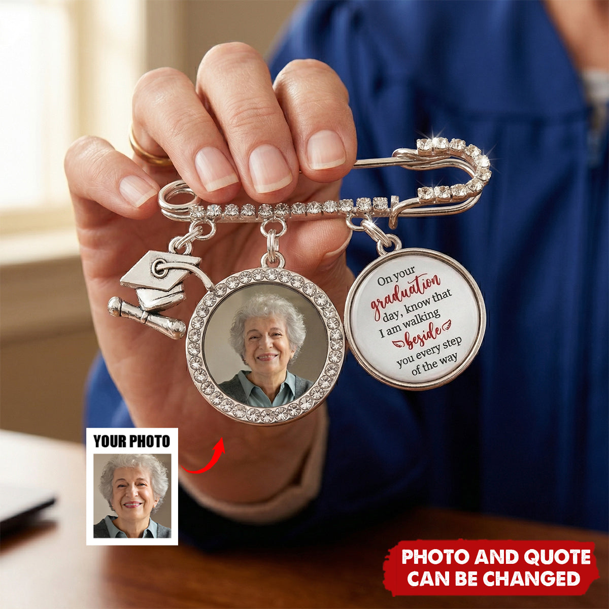 This Achievement Is For You Above - Personalized Lapel Pin With Photo Charms
