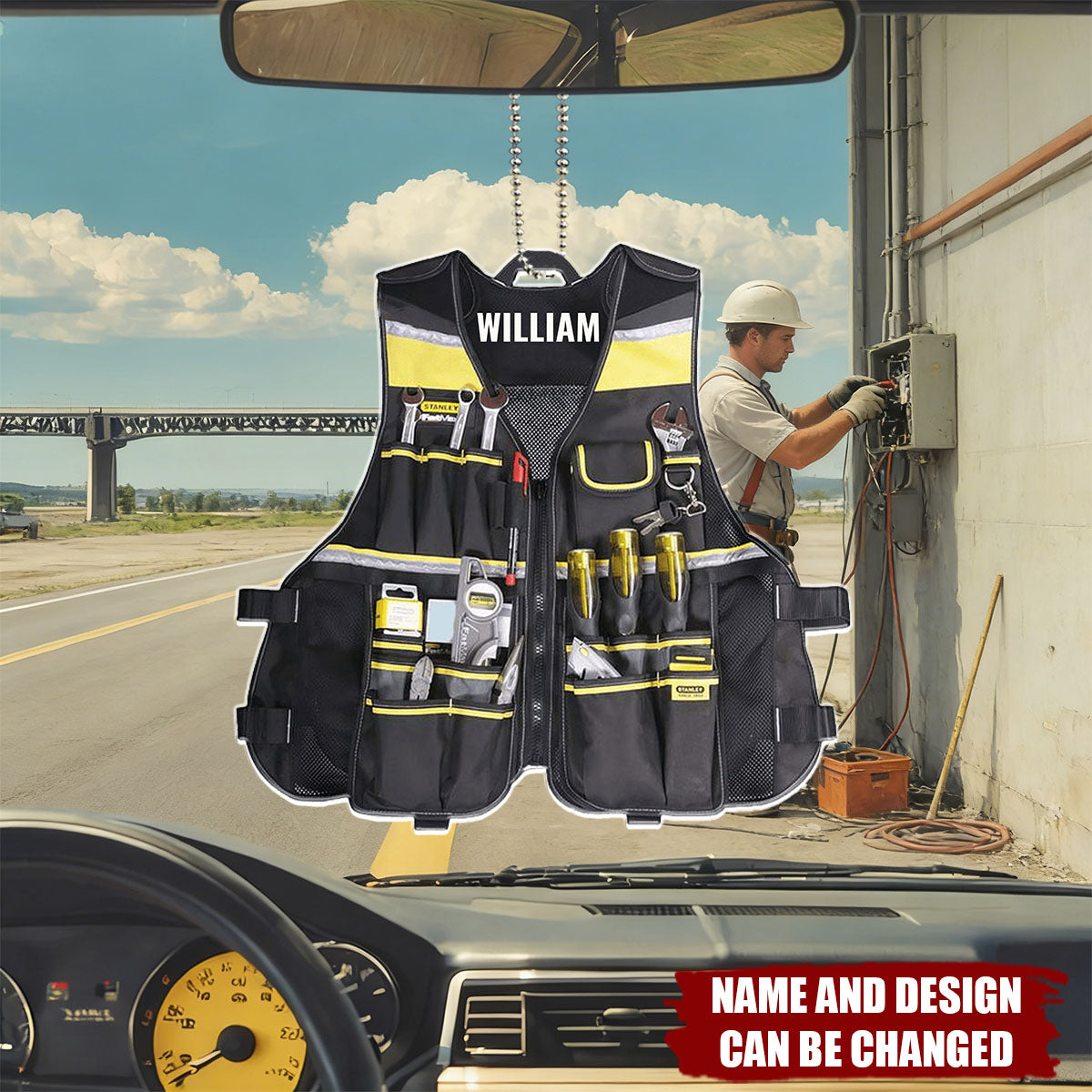 Electrician Tool Bag  - Personalized Acrylic Car Ornament