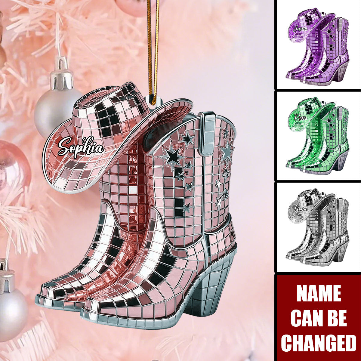 Cowgirl Boots And Hat - Personalized Cowgirl Ornament
