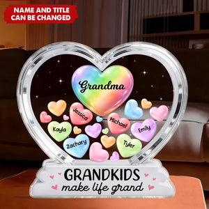Grandma's Sweethearts In Heart - Personalized Acrylic Block Plaque - Heartfelt Mother's Day Gift For Grandma