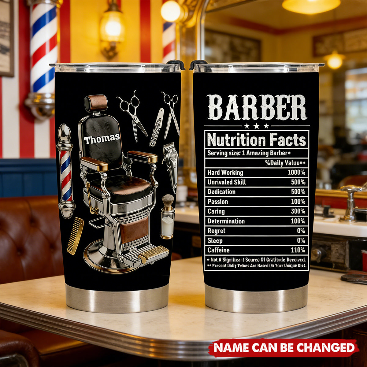 Barber Nutrition Facts - Personalized Hairdresser Tumbler, Gift For Barbers