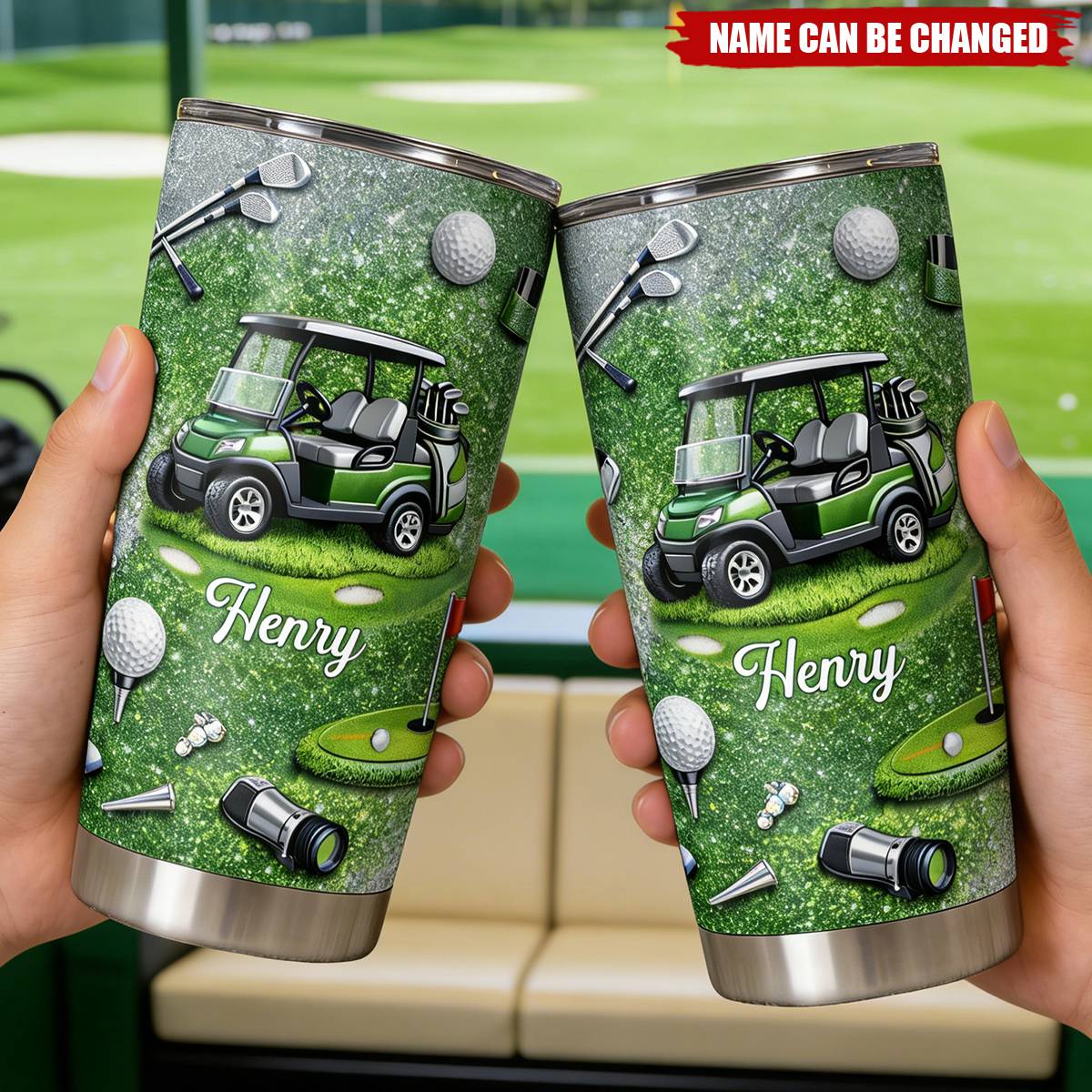 Eat Sleep Golf Repeat - Personalized Stainless Steel Tumbler, Gifts For Golf Lovers