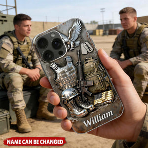 Honor And Bravery Soldier, Personalized Clear Phone Case, Gift For Him