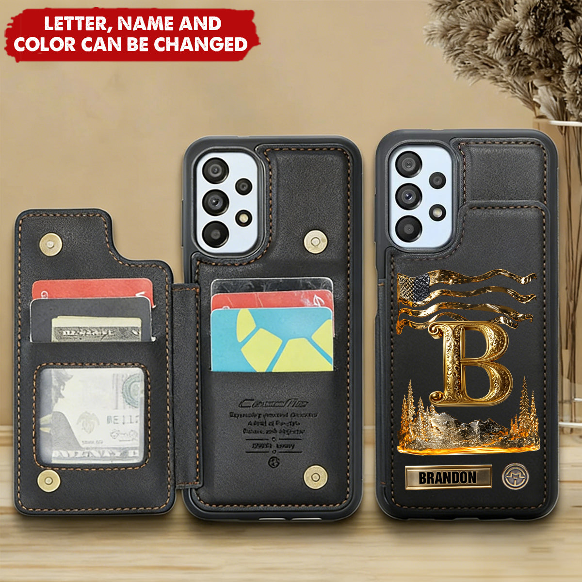 Name Initial Alphabet - Personalized Wallet Phone Case