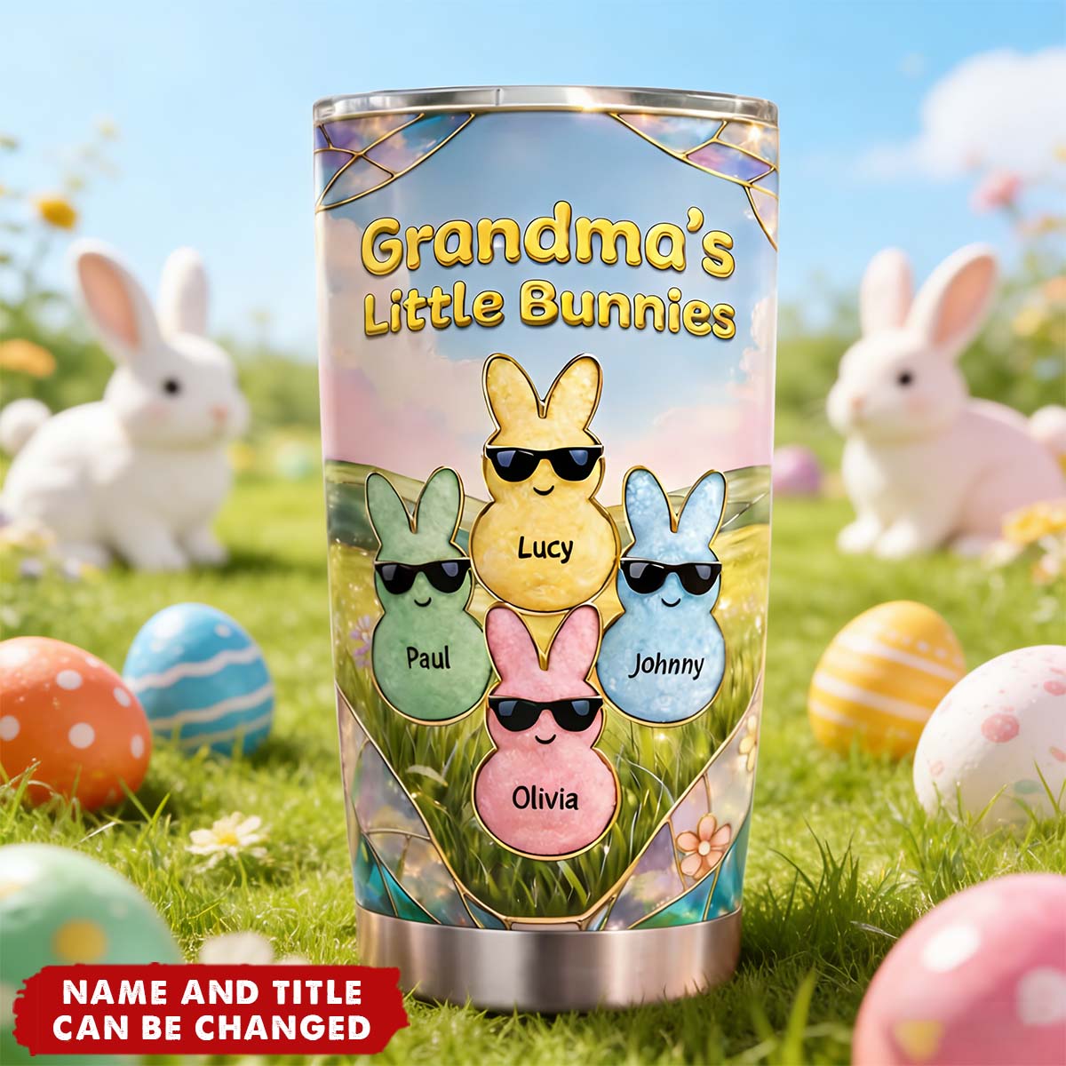 Grandma's Little Bunnies Cute Rabbits - Personalized Stainless Steel Tumbler