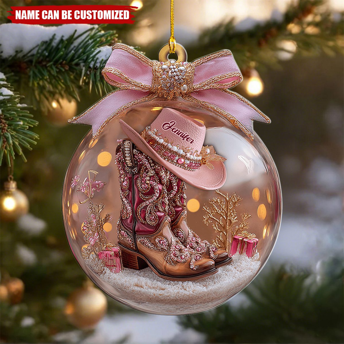 Cowgirl Boots - Personalized Cowgirl Ornament