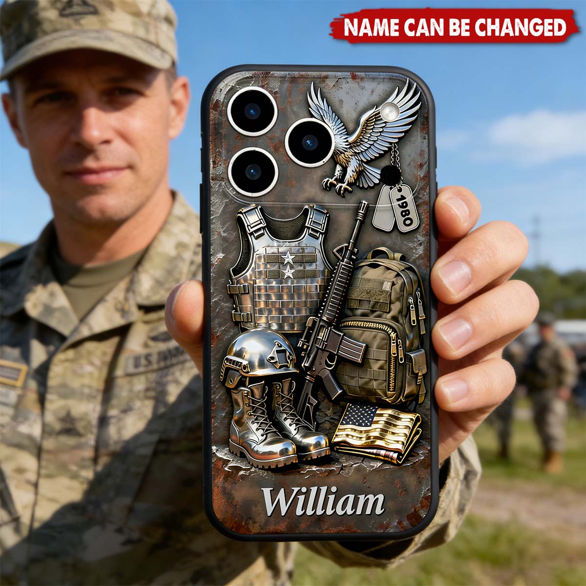 Honor And Bravery Soldier, Personalized Clear Phone Case, Gift For Him