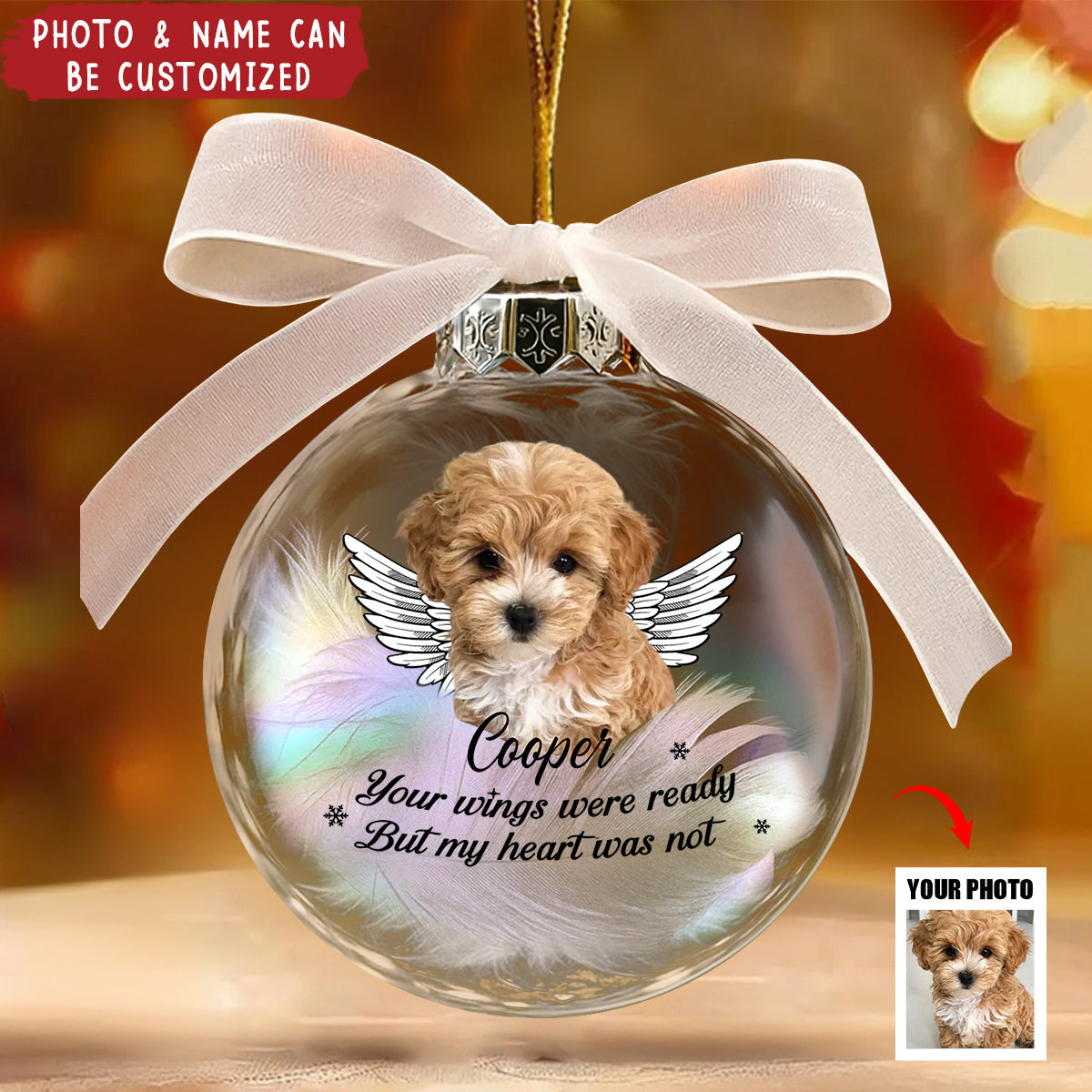 Custom Photo Until We Meet Again - Personalized Pet Memorial Ornament Ball, Sympathy Gifts For Dogs, Cats