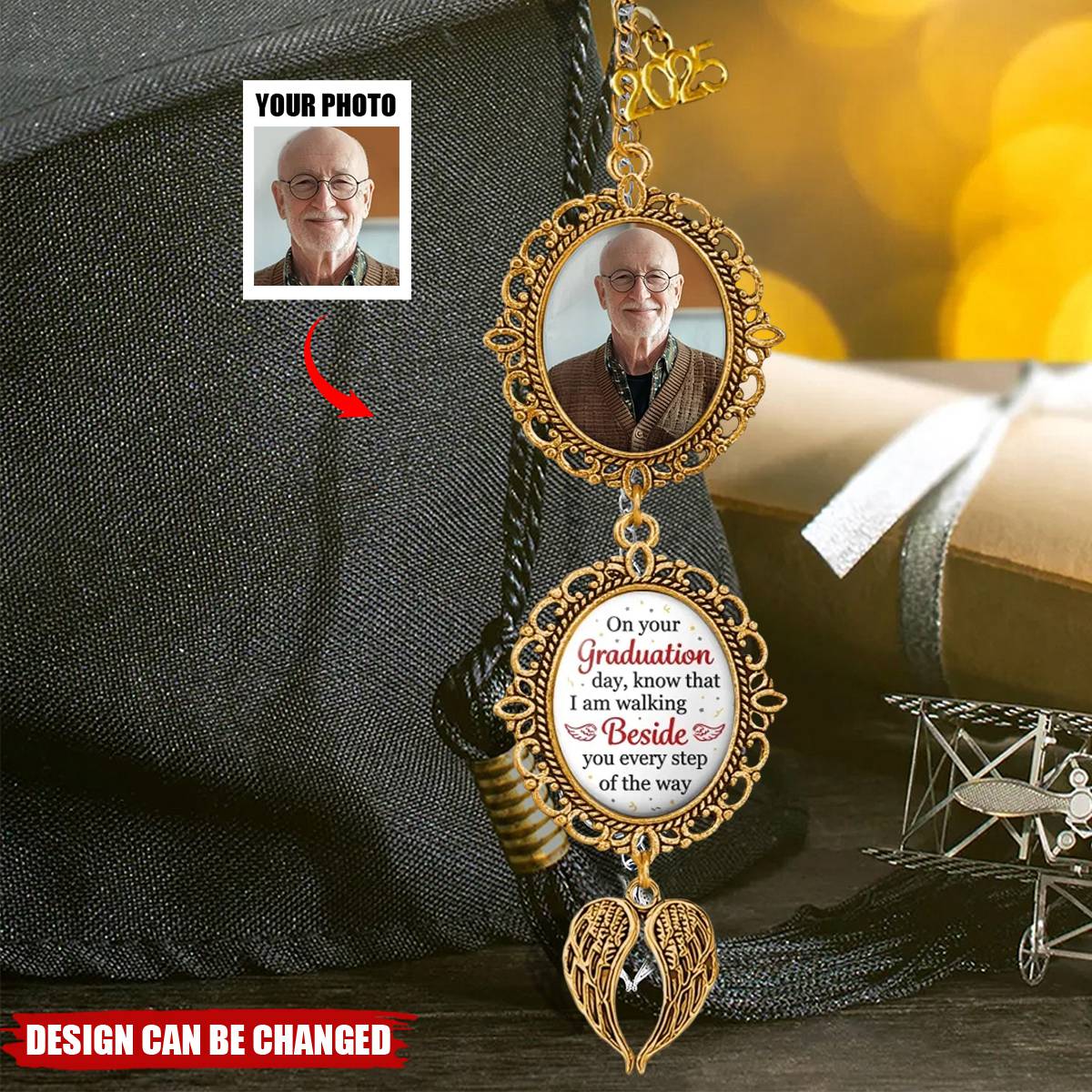 Custom Photo Always Beside You, Even Today - Memorial Personalized Custom Graduation Tassel Charm