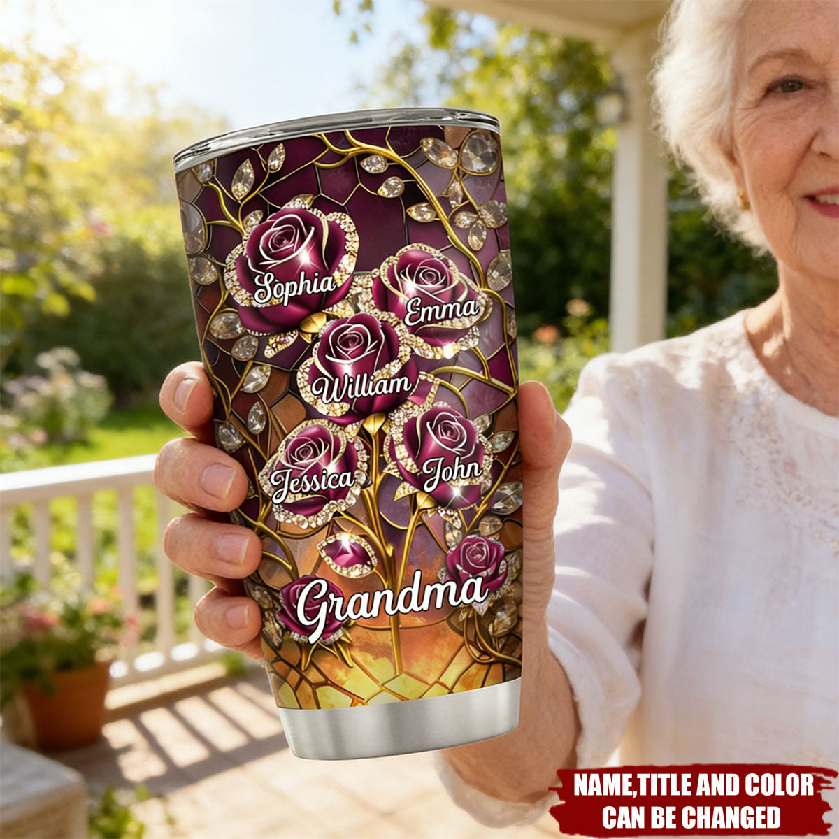 Grandma's Rose Garden - Personalized Stainless Steel Tumbler