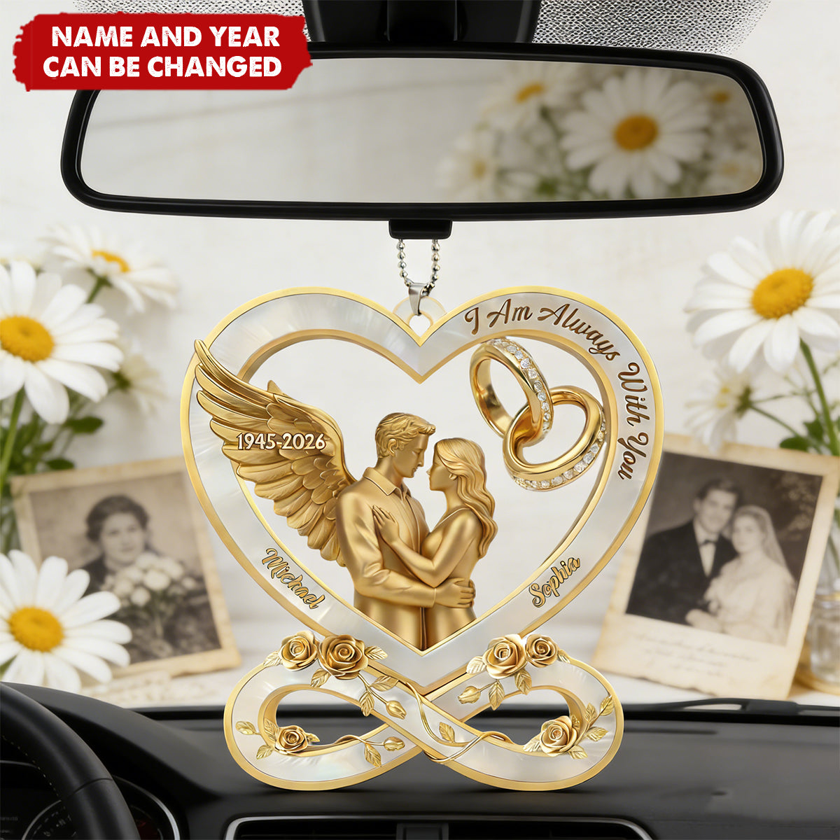 I Am Always With You Heart - Personalized Acrylic Car Ornament