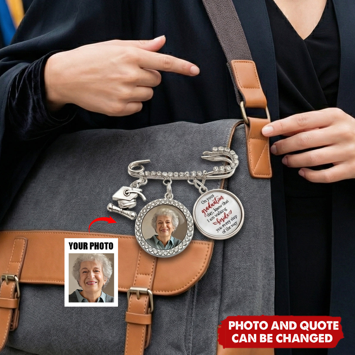 This Achievement Is For You Above - Personalized Lapel Pin With Photo Charms