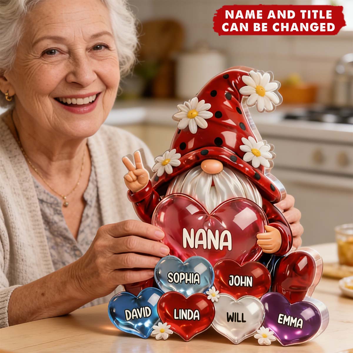 Grandma Dwarf with Grandkids Names - Personalized Acrylic Block Plaque, Gift For Grandma