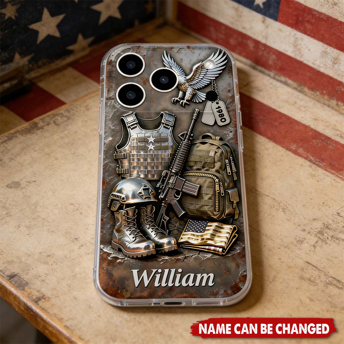 Honor And Bravery Soldier, Personalized Clear Phone Case, Gift For Him