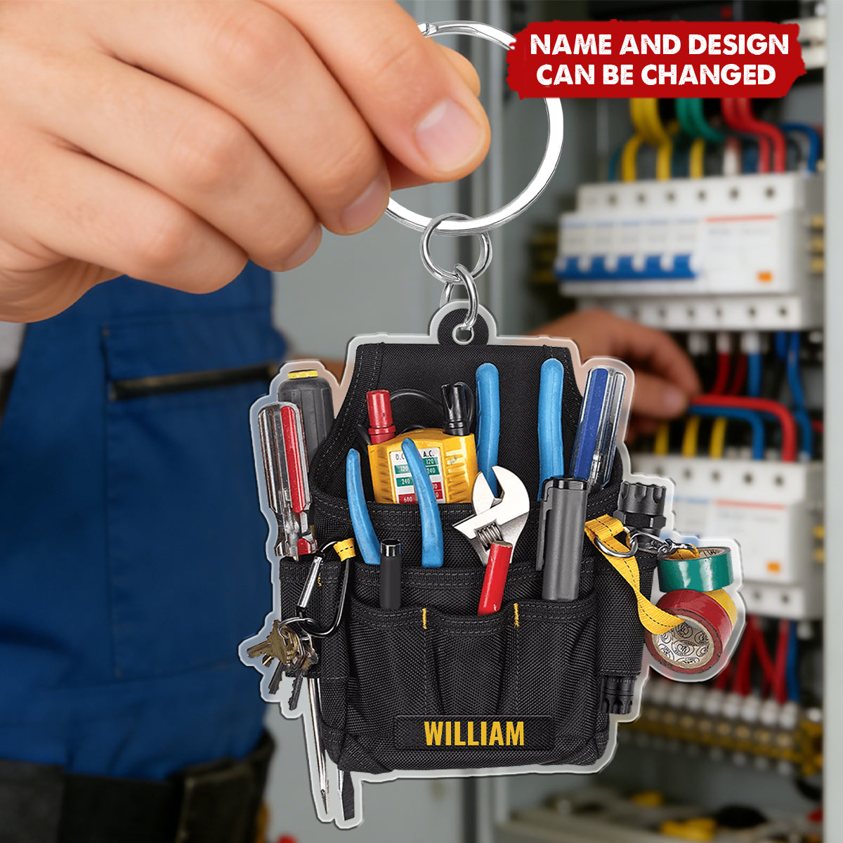 Electrician Tool Bag - Personalized Keychain