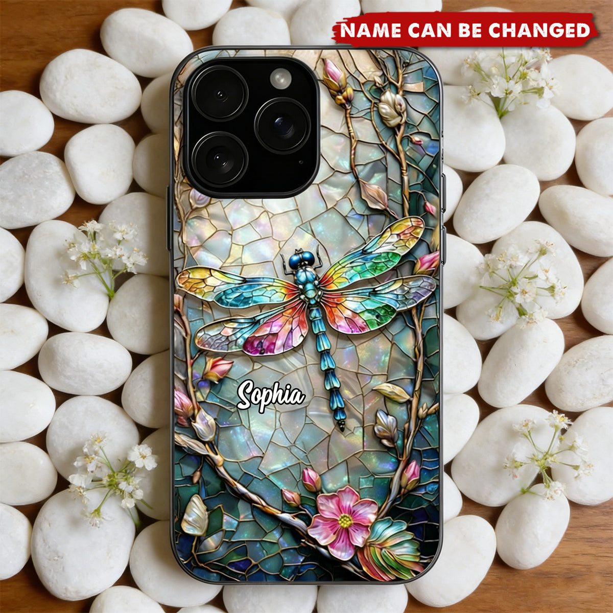 A Colorful Dragonfly Resting Among Flowers - Personalized Full Print Phone Case, Gift For Nature Lovers