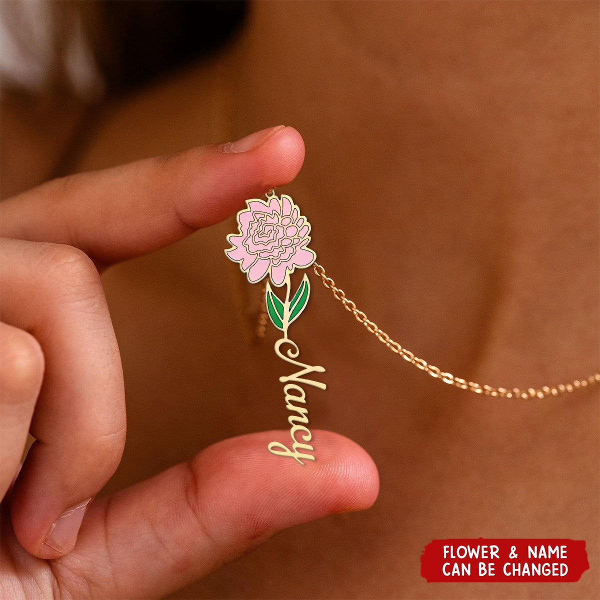 Custom Floral Name Personalized Birth Flower Necklace - Gifts For Her