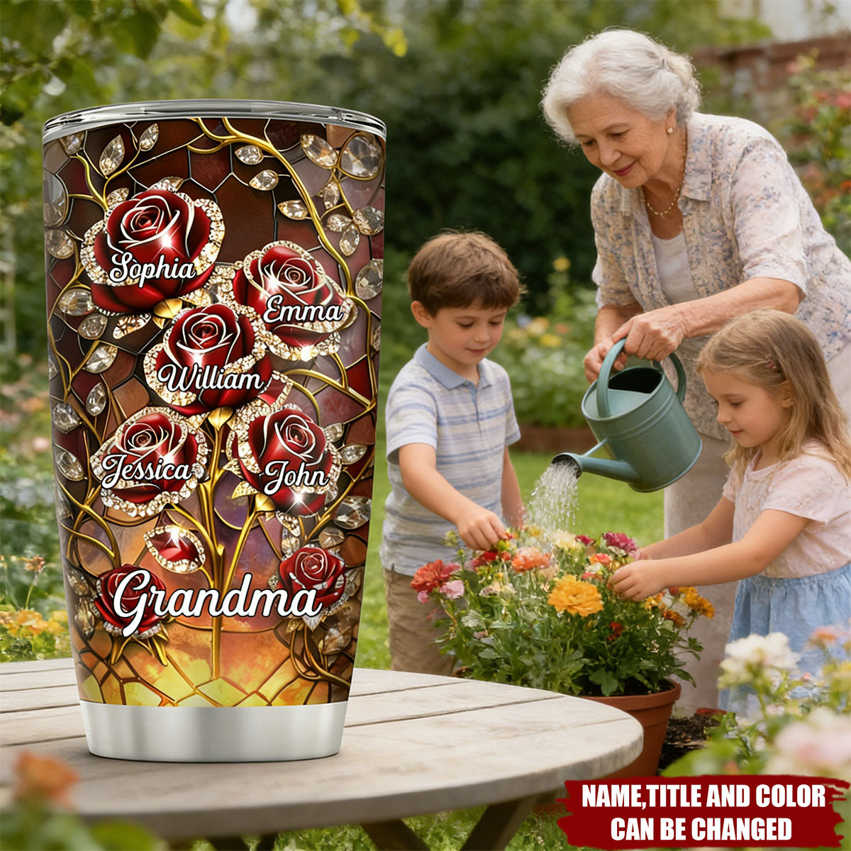 Grandma's Rose Garden - Personalized Stainless Steel Tumbler