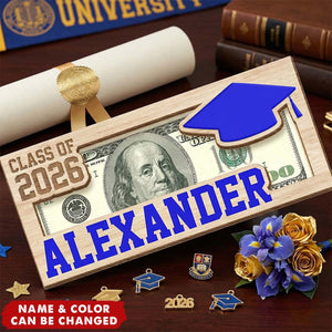 Custom Name Class of 2026 Graduation Wood Money Holder