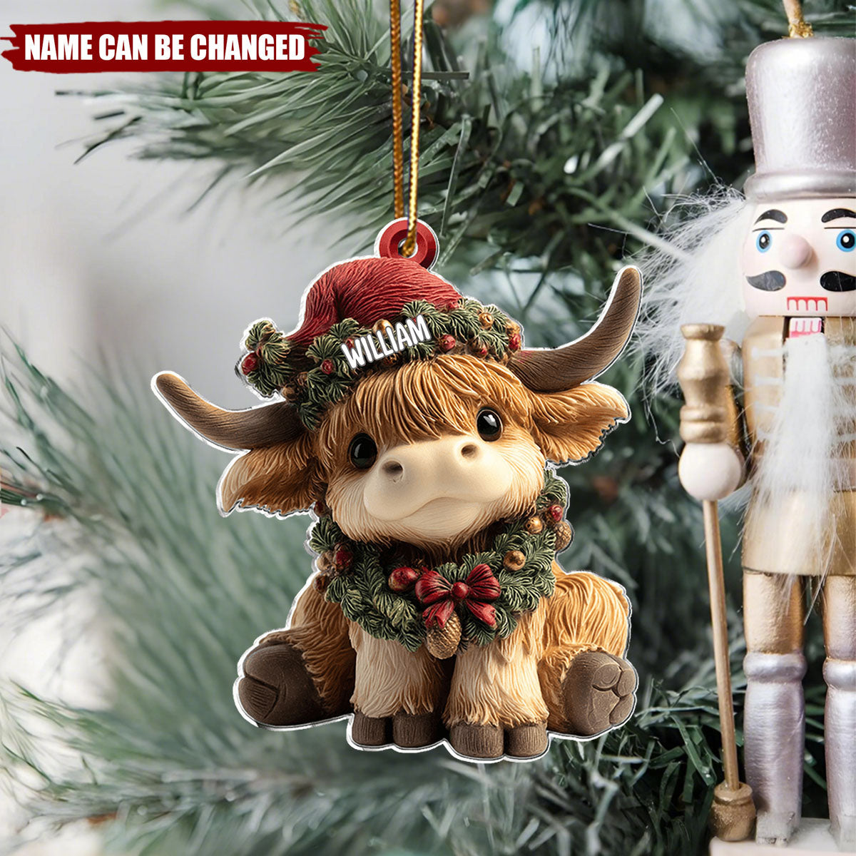 Adorable Highland Cow - Personalized Highland Cow Ornament