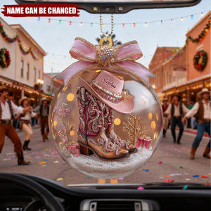 Cowgirl Boots - Personalized Cowgirl Car Ornament