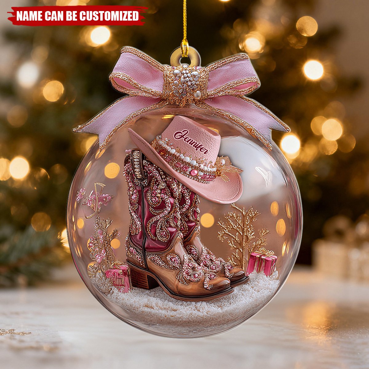 Cowgirl Boots - Personalized Cowgirl Ornament