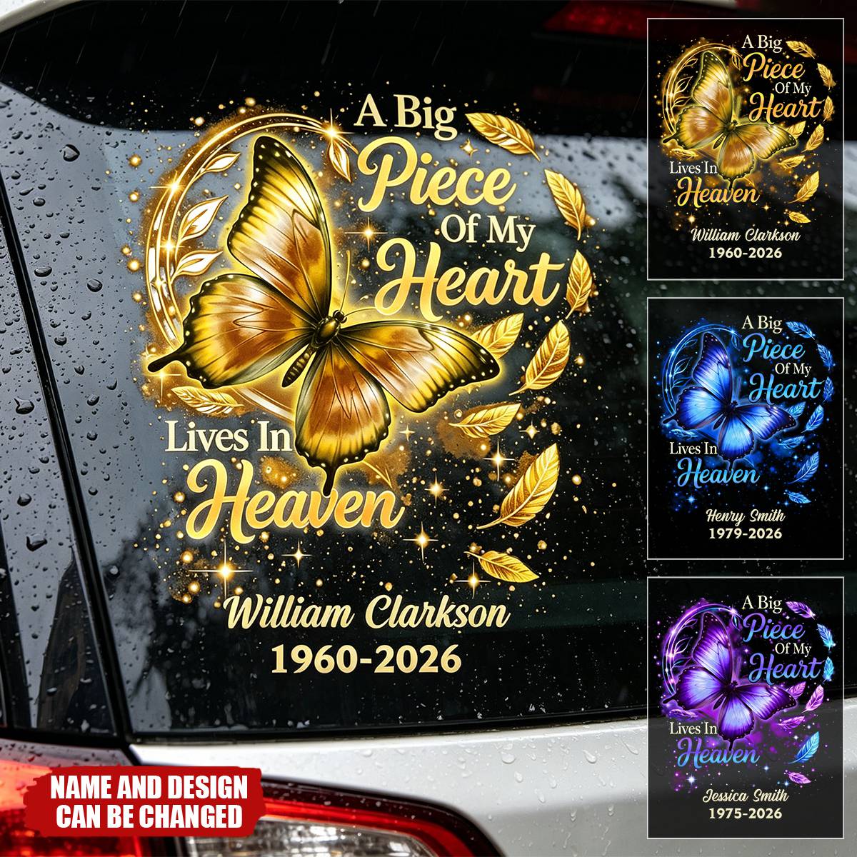 Butterfly Big Piece Of My Heart Lives In Heaven - Personalized Decal