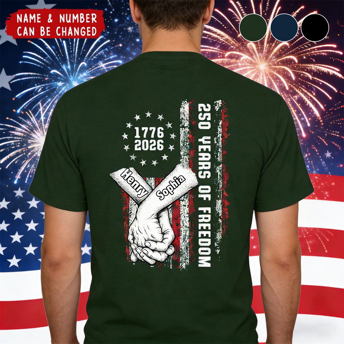 Stars & Stripes Family 250 Years Of Freedom - Personalized T Shirt