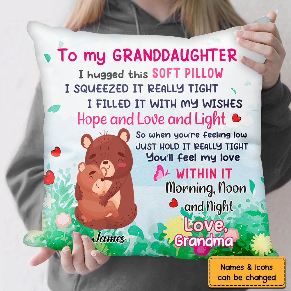 Family - To Daughter Granddaughter Grandson I Hugged Hug This Pillow - Personalized Pillow