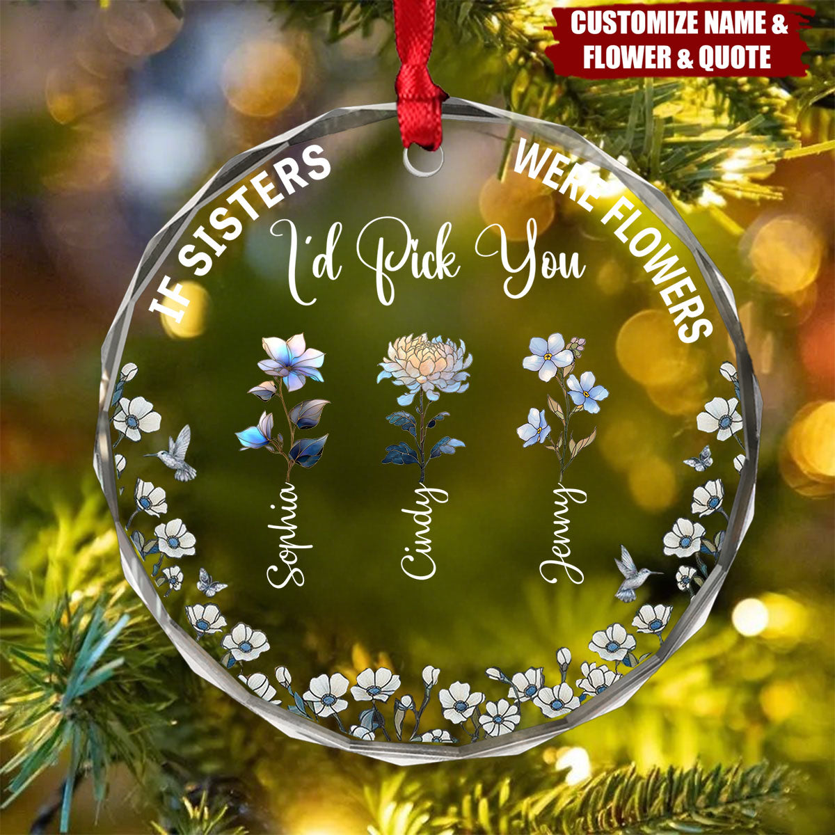 It Takes A Long Time To Grow Old Friends Birth Flowers - Personalized Glass Ornament