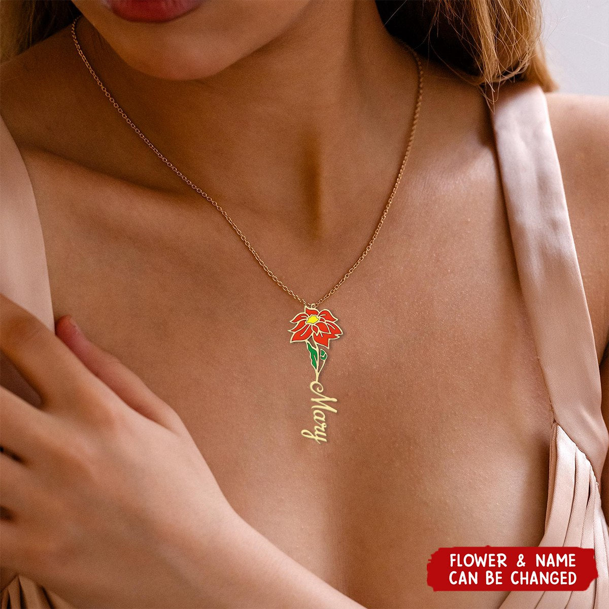 Custom Floral Name Personalized Birth Flower Necklace - Gifts For Her