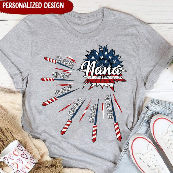 Custom Title Firecrackers, July 4th, Personalized Shirt, Mother and Grandma Gifts