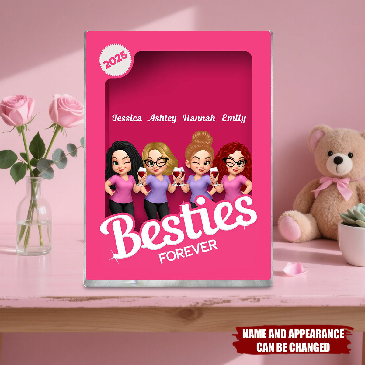Besties Partner In Crime Pink Action Figure - Acrylic Block Plaque