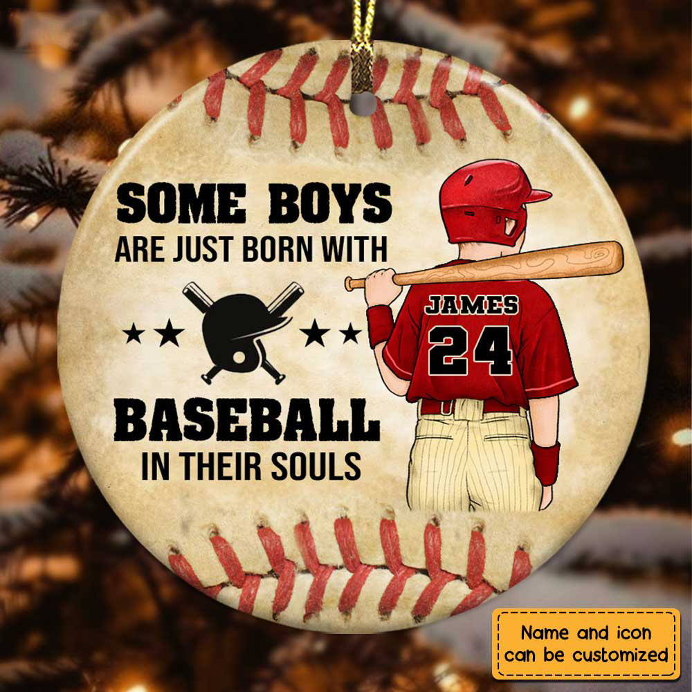 Love Baseball Personalized Circle Ornament