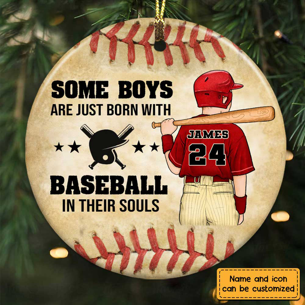 Love Baseball Personalized Circle Ornament