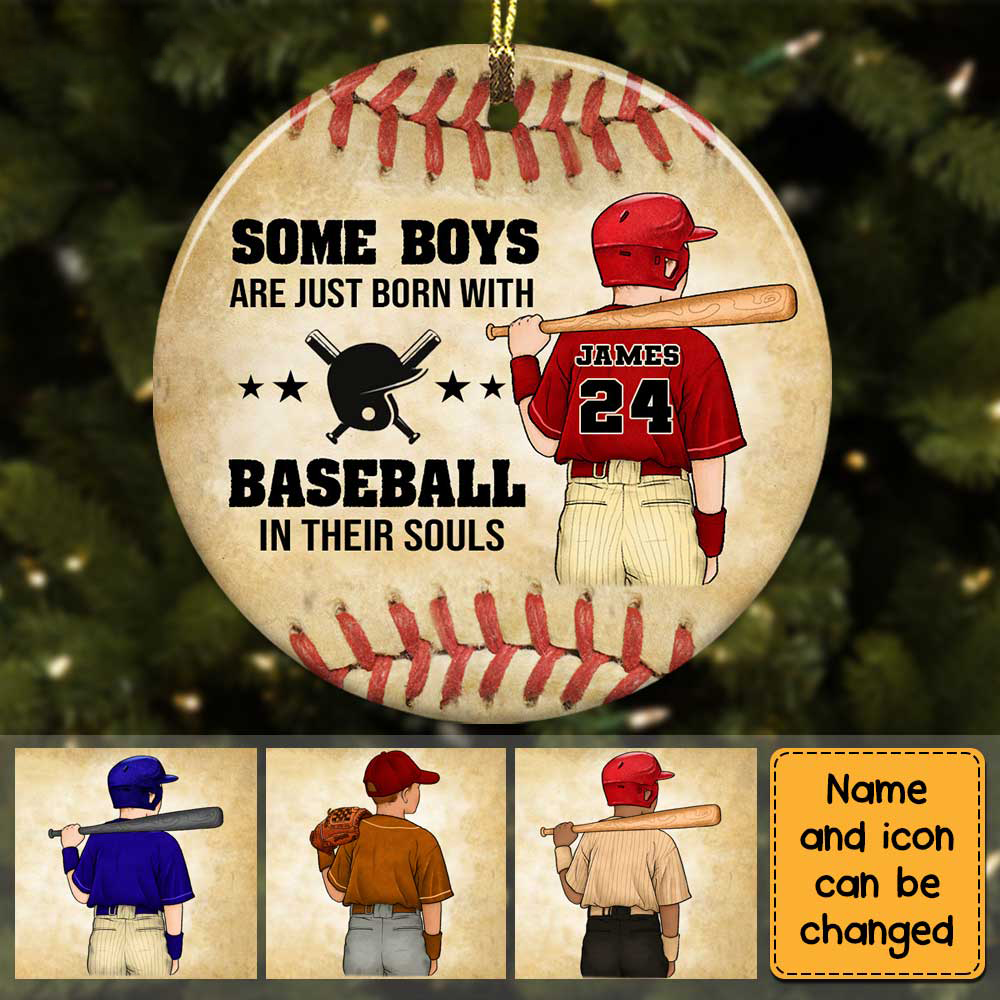 Love Baseball Personalized Circle Ornament