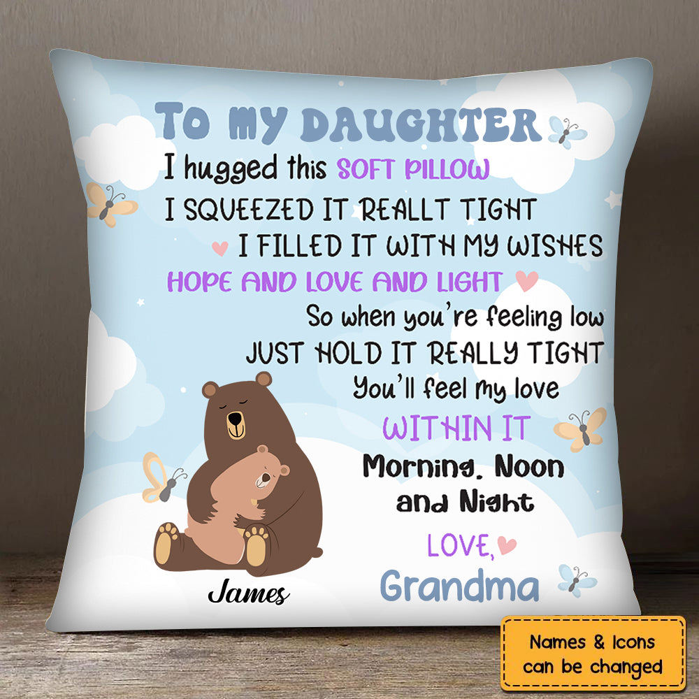 Bear Family - To My Grandson I Hugged This Soft Pillow - Personalized Pillow