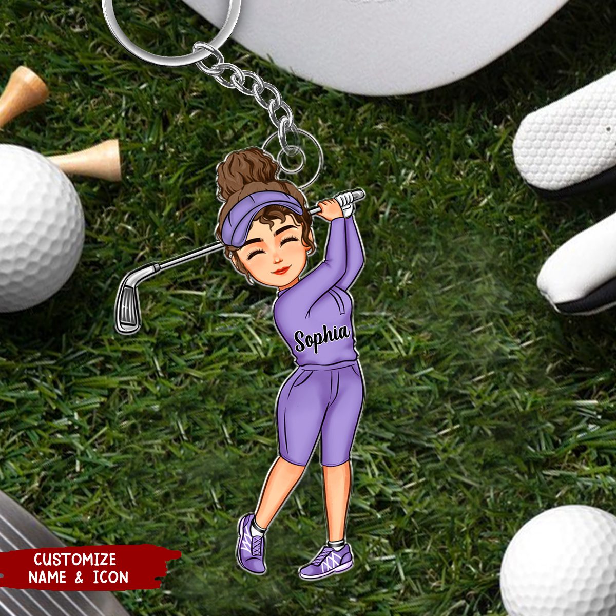 Golf Queen Personalized Acrylic Keychain