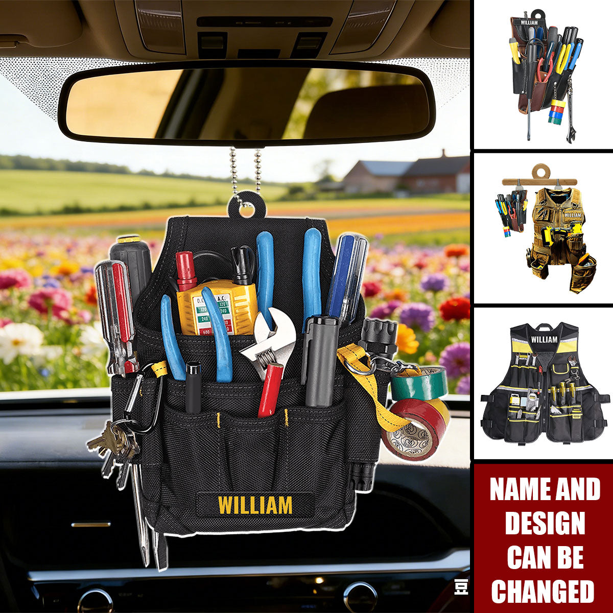 Electrician Tool Bag  - Personalized Acrylic Car Ornament
