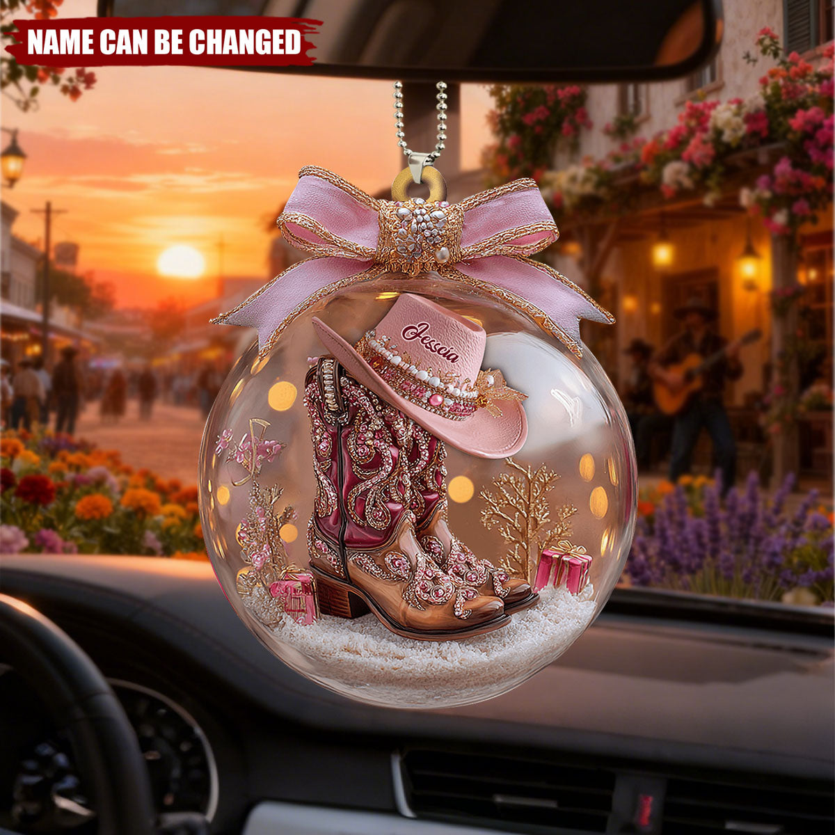 Cowgirl Boots - Personalized Cowgirl Car Ornament