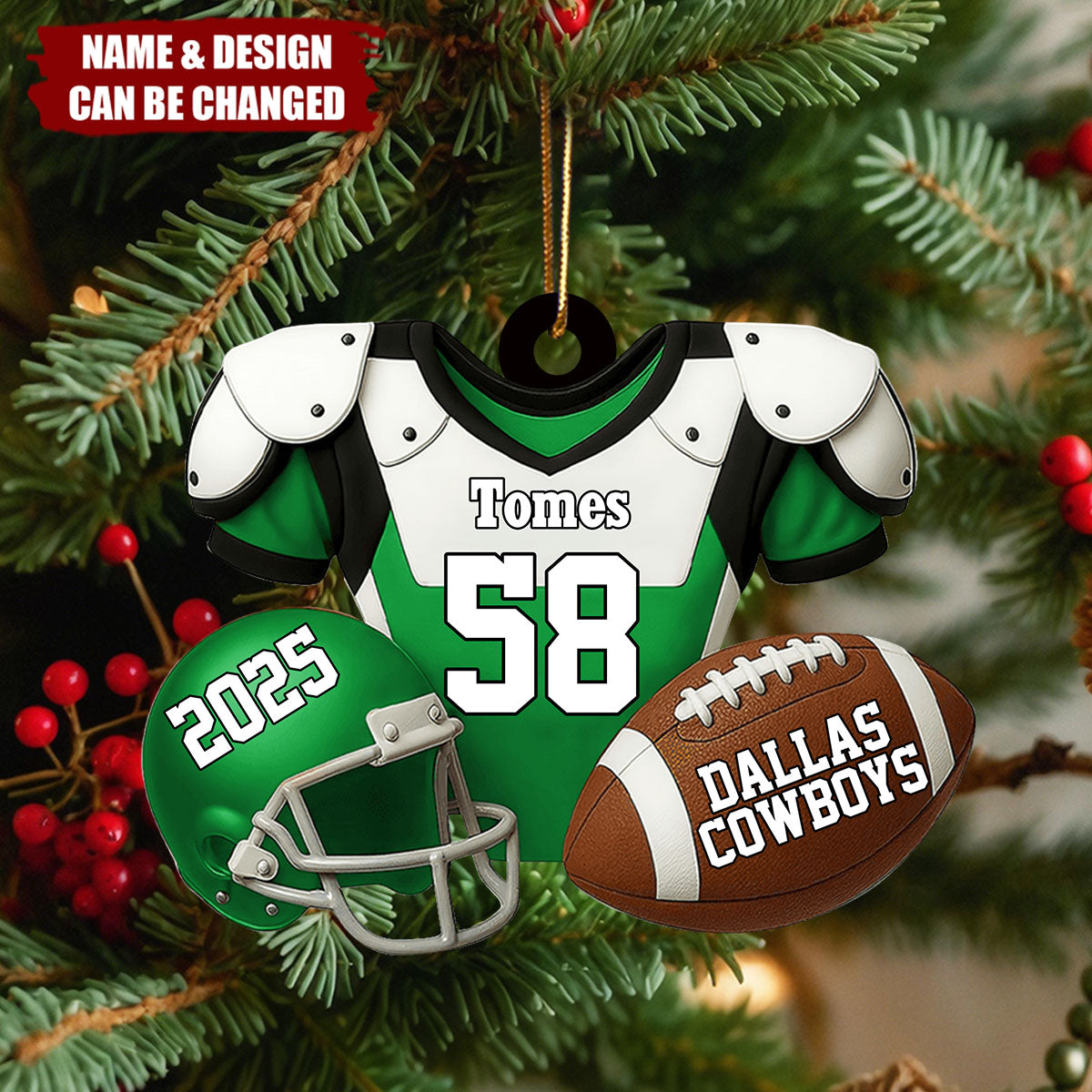 American Football Christmas - Personalized Custom Shaped Acrylic Ornament