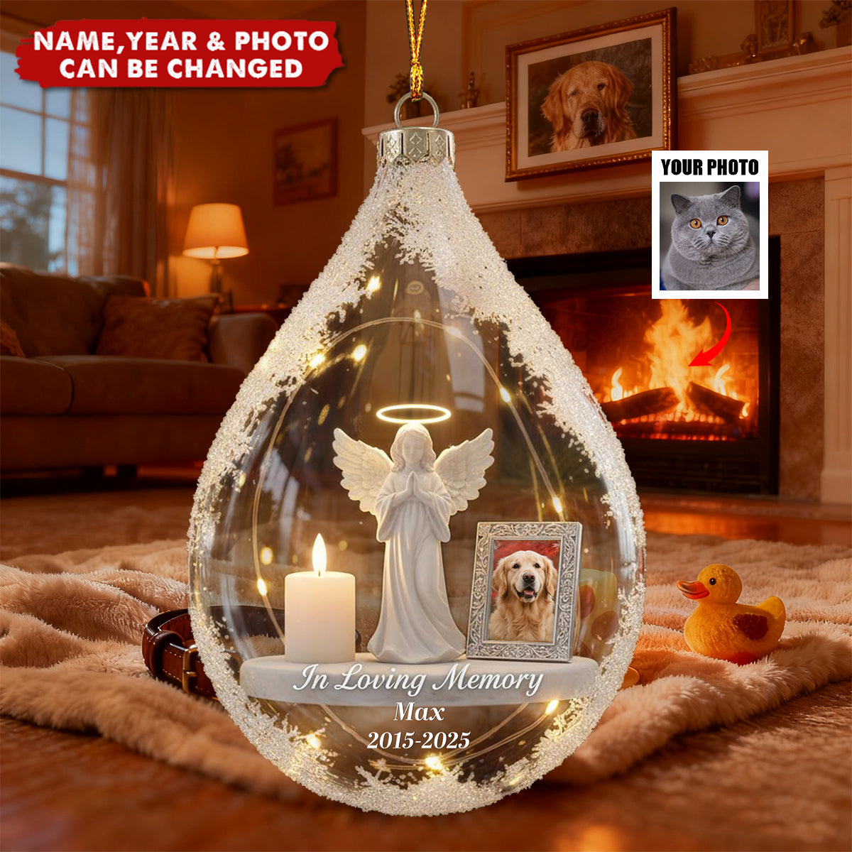Custom Photo Pet Loss Memorial - Personalized Christmas Acrylic Ornament