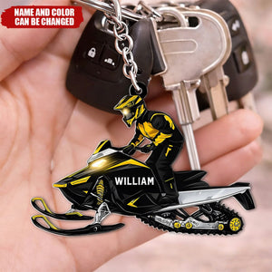 Snowmobile Rider - Personalized Acrylic Keychain
