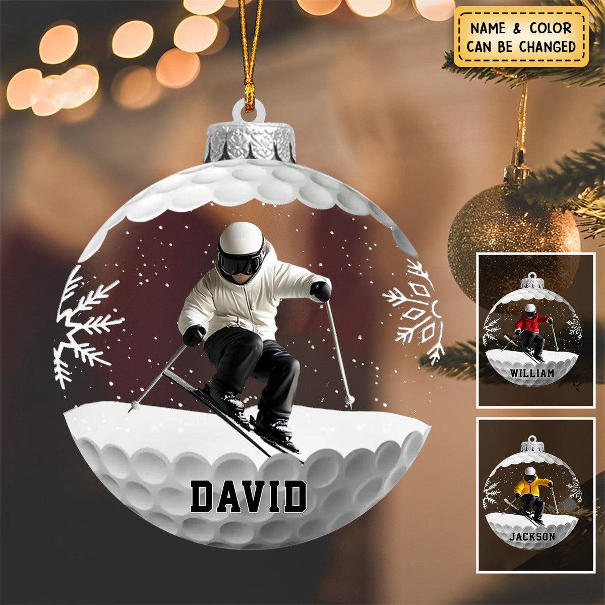 Personalized Custom For The Love Of Skiing Shaped Ornament – Christmas Gift For Skiing Lovers, Sport Players