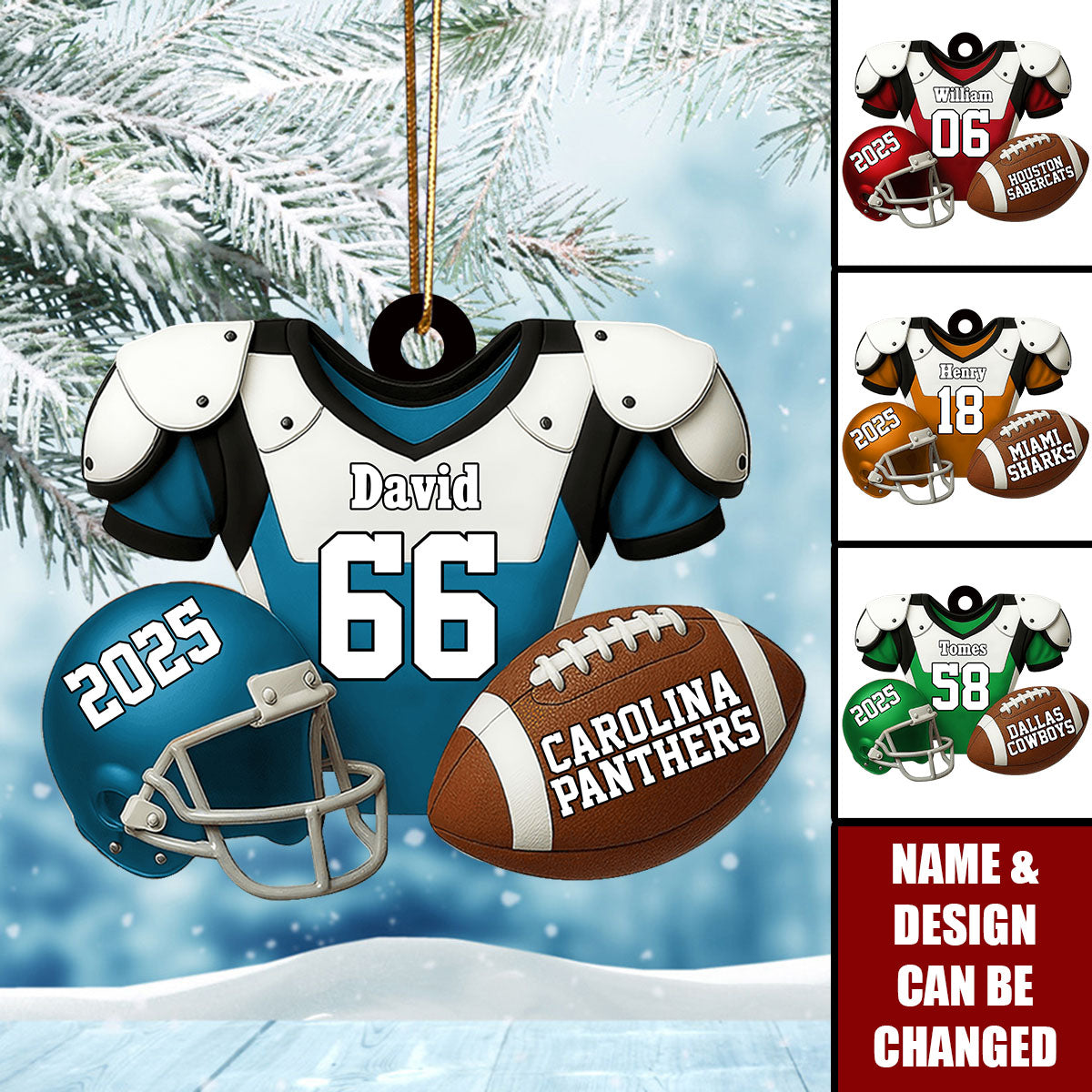 American Football Christmas - Personalized Custom Shaped Acrylic Ornament