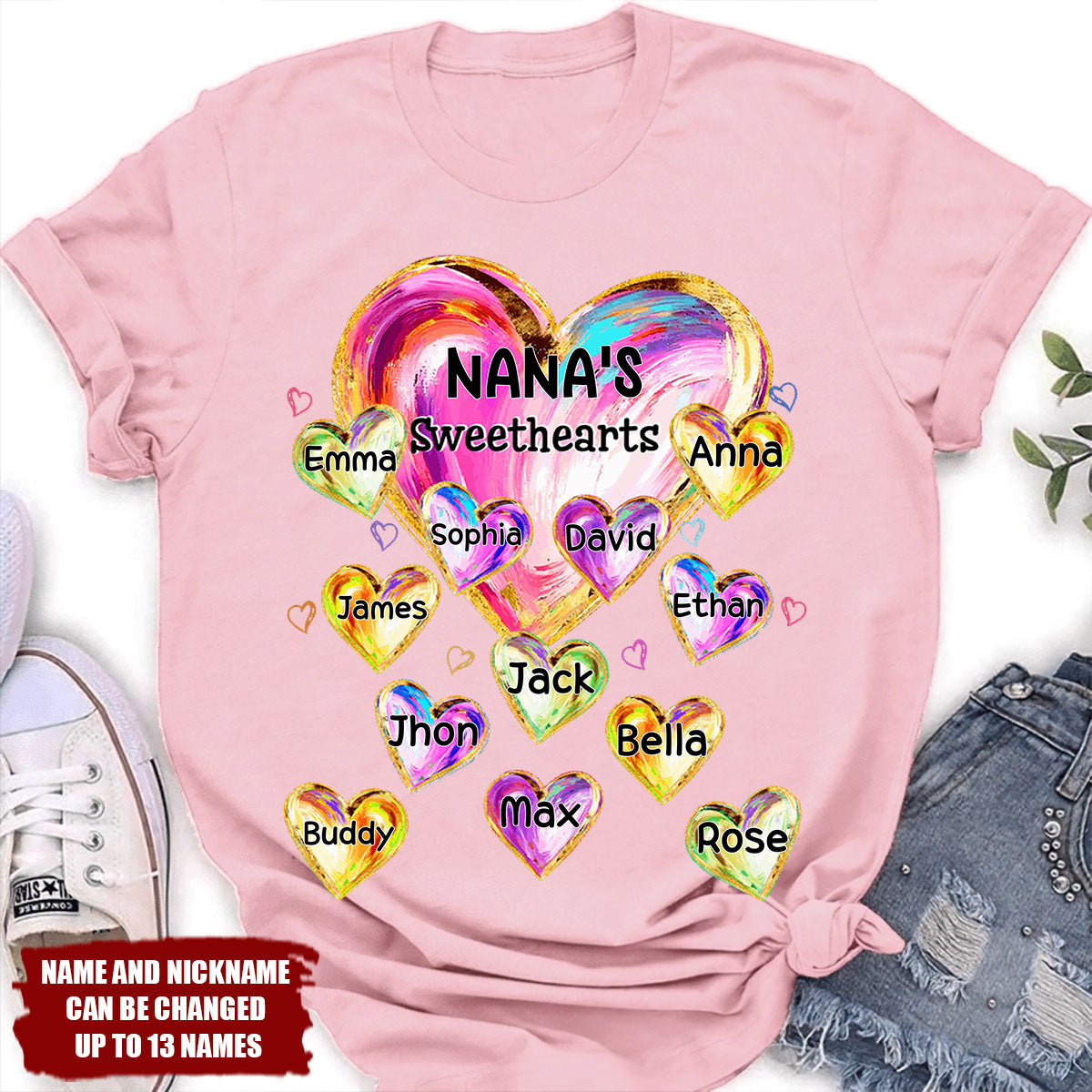 Custom Grandma's Sweethearts T-shirt - Personalized Shirt For Grandma Mom