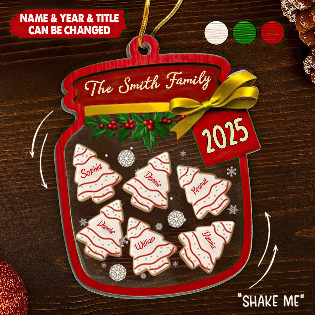 Custom 3 Layers Shaker Ornament - Personalized Christmas Birthday Gifts For Mom, Dad, Kids - A Jar Full Of Love And Family