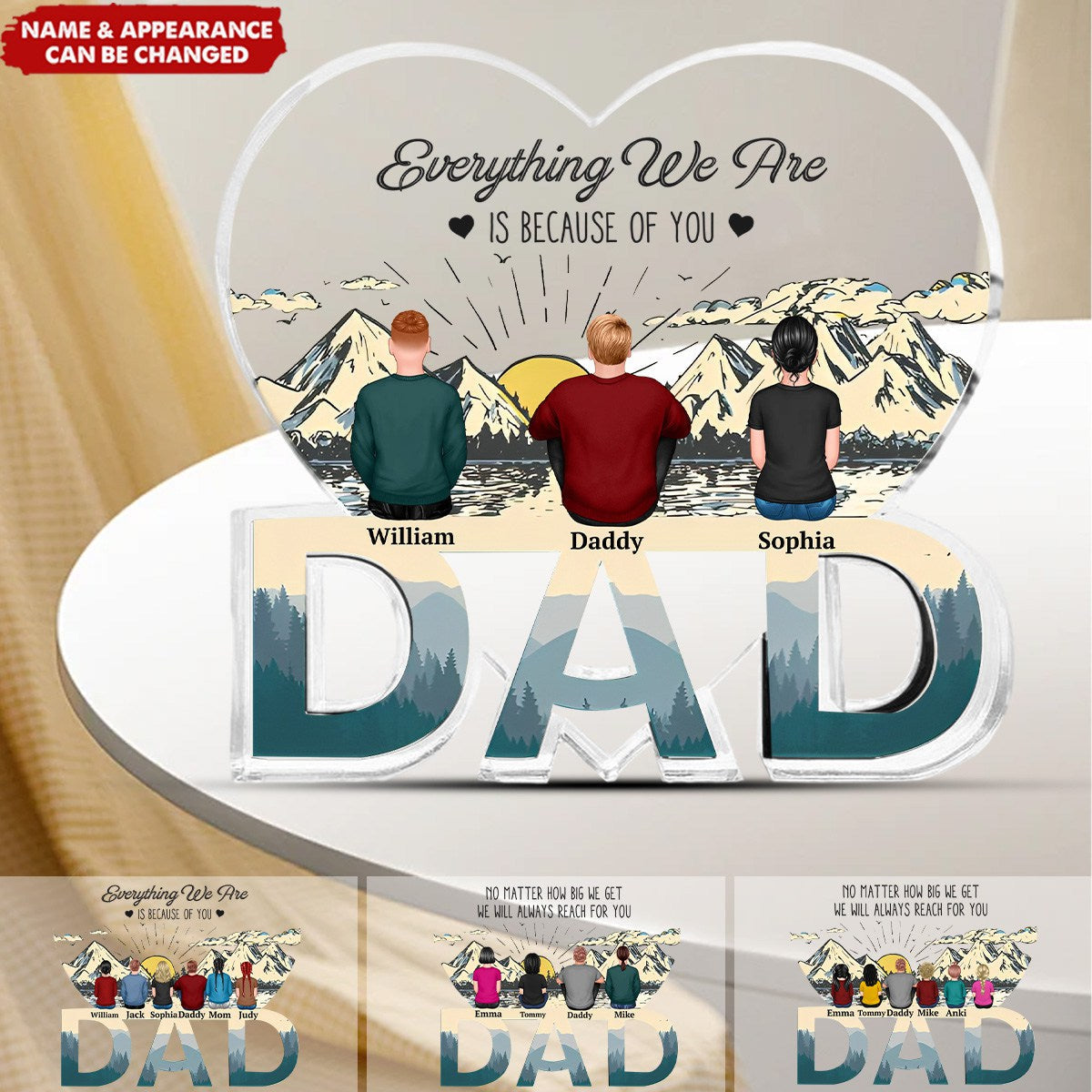 Dad To Our Family You Are The World - Personalized Custom Dad-Shaped Acrylic Plaque